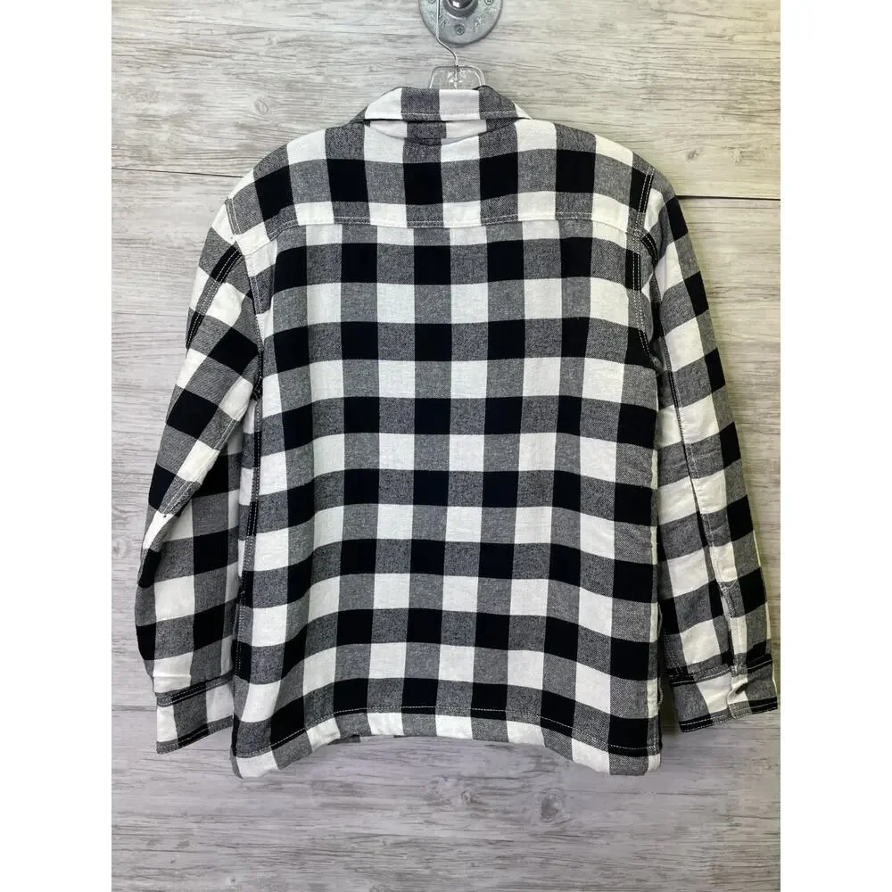 Tommy Bahama Flannel Kids XXL 16 Black White‎ Buffalo Check Sherpa Lined